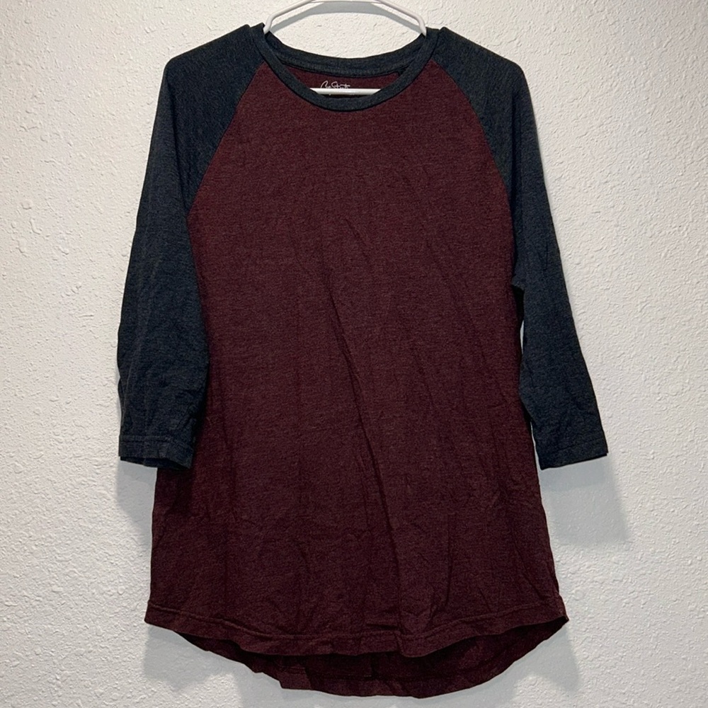 City Streets Maroon & Gray men's Baseball Tee (3/4 length sleeves)
